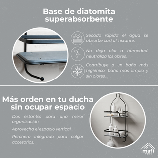 Estantería Ducha 2 Niveles Metal Gris