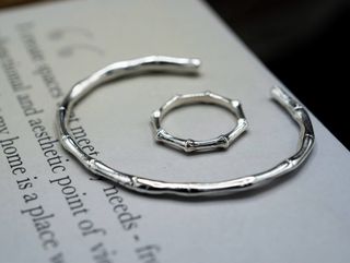 Set Plata 925 Anillo y Pulsera Bambú