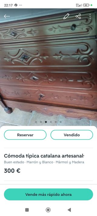 Cómoda Catalana Madera y Mármol