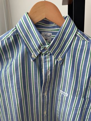 Camisa Sierra Talla M Rayas Azul y Verde Nueva