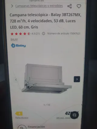 Campana extractora Balay negociable