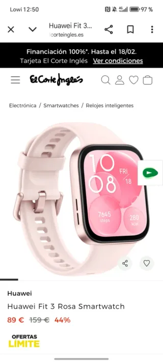 Huawei Fit 3 Smartwatch Rosa