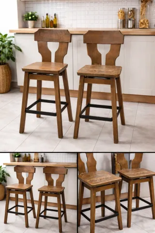 Sgabello alto in legno massello