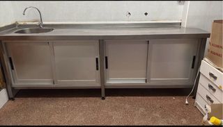 Obrador de acero inoxidable con pila