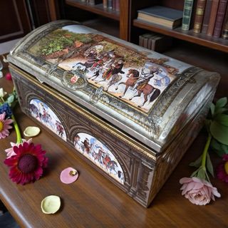 Scatola antica vintage latta baule