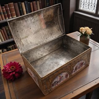 Scatola antica vintage latta baule