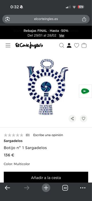 Botijo Toro Sargadelos Porcelana Gallega