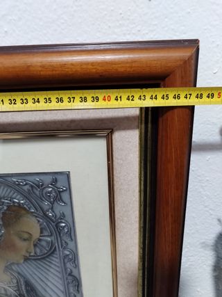 Cuadro Virgen Orando Relieve Metal Madera