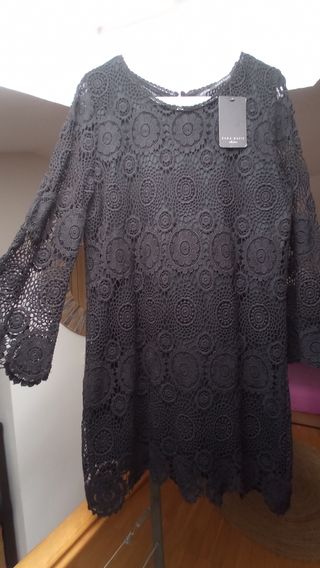 Vestido Zara Negro Encaje Talla L
