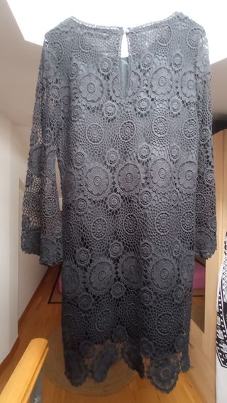 Vestido Zara Negro Encaje Talla L