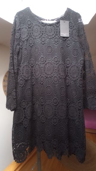Vestido Zara Negro Encaje Talla L