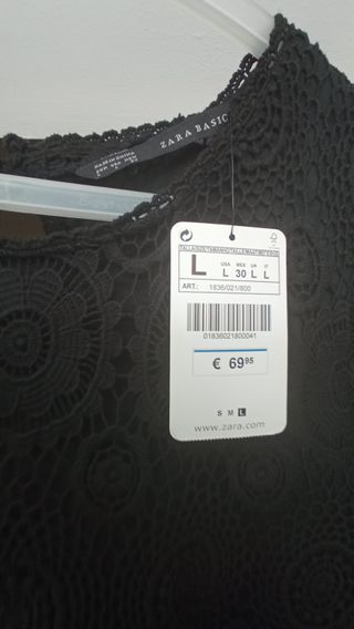 Vestido Zara Negro Encaje Talla L