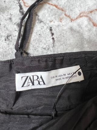 Top Corto Zara Negro Texturizado