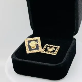 PENDIENTES ONIX Y MEDUSA CUADRADOS, Oro 18k.