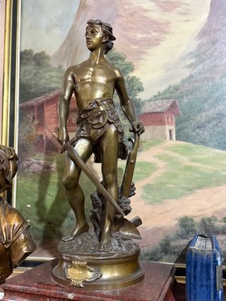 ¡Ocasión! Figura Guerrero Bronce Macizo  francés