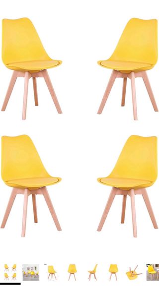 4 Sillas Amarillas Diseño Nórdico