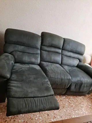 Sofá 3 plazas gris tela