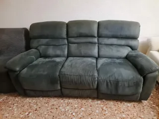 Sofá 3 plazas gris tela