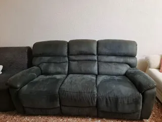 Sofá 3 plazas gris tela