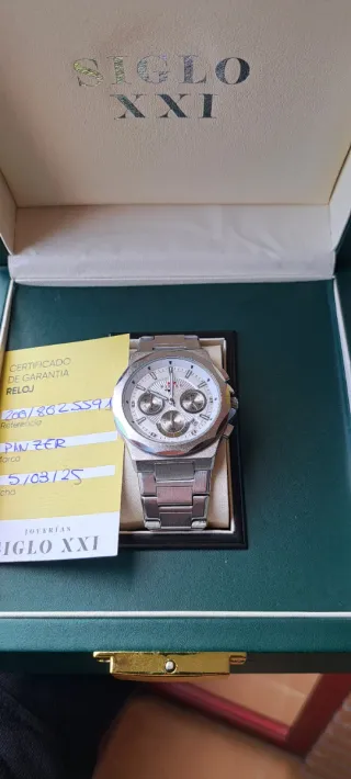 Reloj Panzer Cronógrafo Plata y Blanco