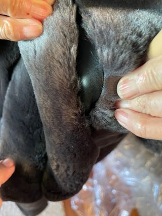 Abrigo largo gris de piel