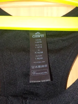 Sujetador deportivo Crivit negro con cremallera