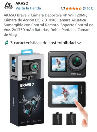 Cámara Deportiva AKASO Brave 7 4K WiFi 20MP