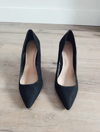 Zapatos tacón negro terciopelo