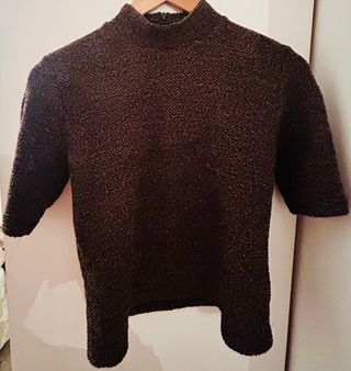 Jersey Zara manga corta lurex marrón