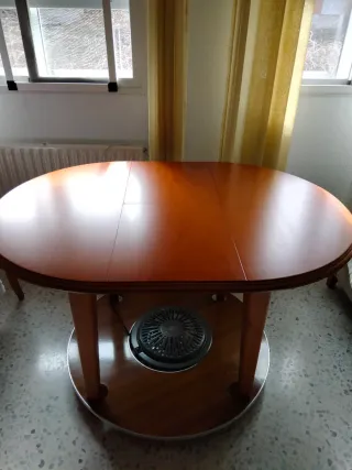 Mesa de comedor extensible madera y cristal