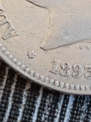 Moneda 5 Pesetas Plata 1893 Alfonso XIII
