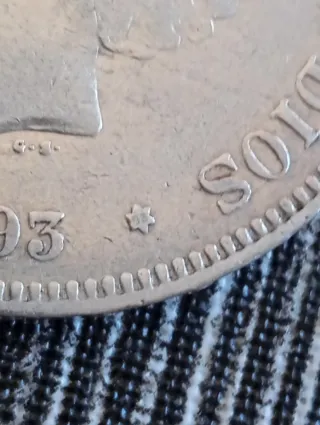 Moneda 5 Pesetas Plata 1893 Alfonso XIII