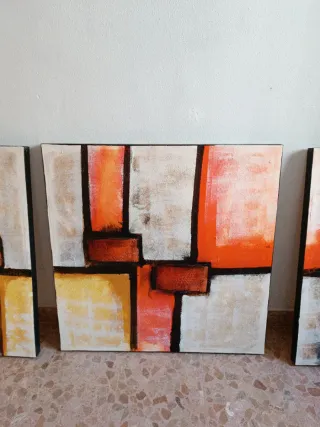 Conjunto de 3 cuadros abstractos