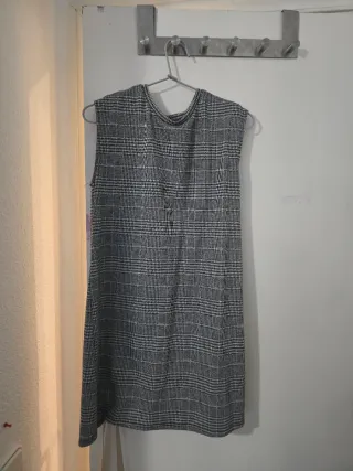 Vestido cuadros gris y blanco