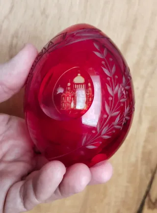 Huevo Ruso Cristal Antiguo Fabergé 10cm