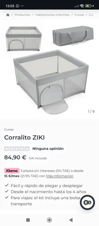 Corralito Plegable ZIKI Gris