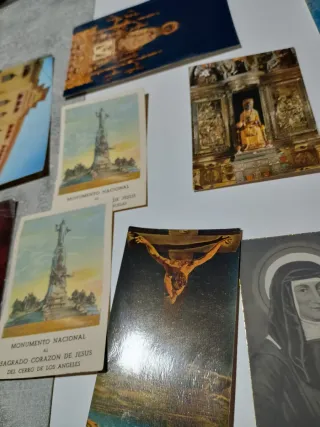 Lote 11 estampillas y postales religiosas vintage