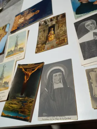 Lote 11 estampillas y postales religiosas vintage