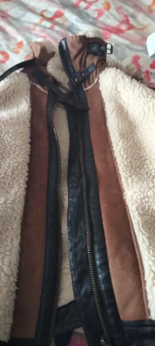 Cazadora Piel Borrego Marrón y Negra