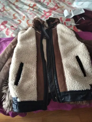 Cazadora Piel Borrego Marrón y Negra