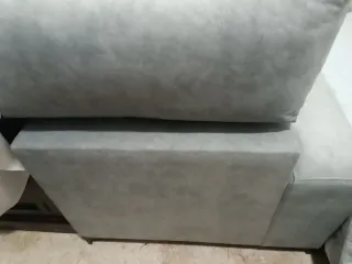 Chaiselongue de tela gris/ celeste