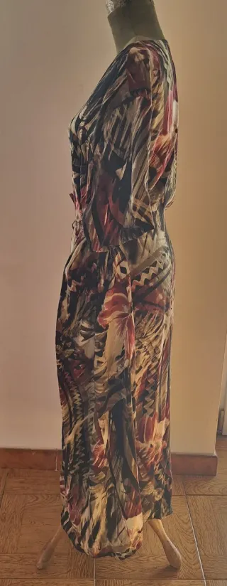 Vestito maniche corte con laccio e bottoni