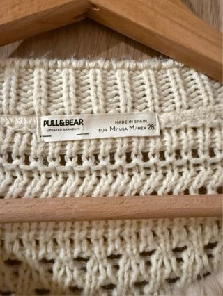 Maglia crop panna traforata