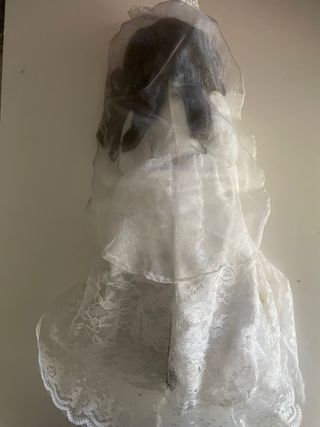 Muñeca Porcelana Vintage Novia Encaje Blanco