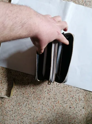 Portafoglio donna doppia cerniera grigio