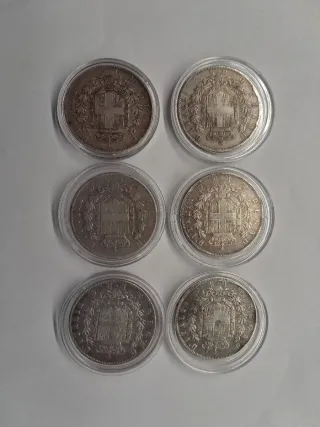 6 Monedas Vittorio Emanuele II Rey Italia
