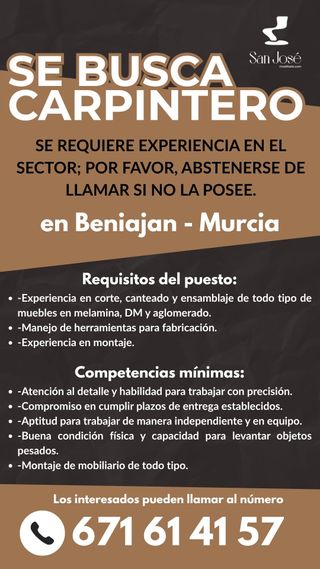 Se busca carpintero