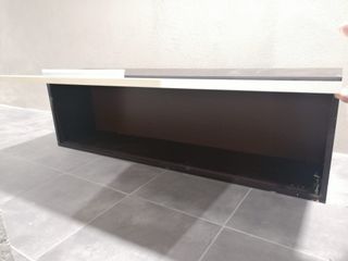 Mueble de salón modular blanco y madera + balda