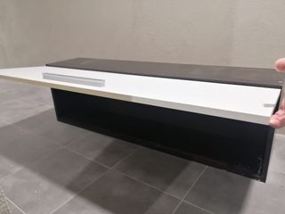 Mueble de salón modular blanco y madera + balda