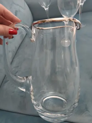 Brocca e 12 Bicchieri Cristallo Platino